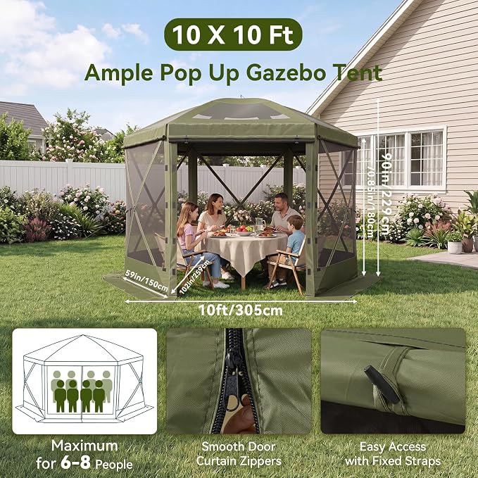 Aoxun 10x10ft Pop Up Canopy Tent, Screen Tent - Image 5