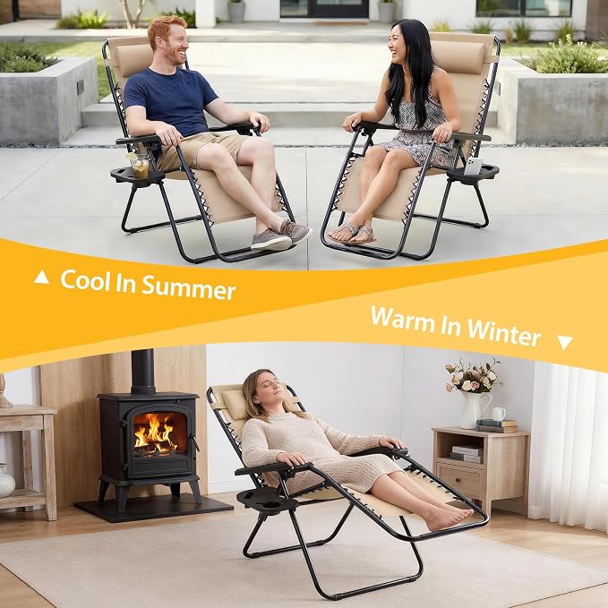 NEWBULIG Zero Gravity Chairs Set of 4, Folding Lounge Recliner Chair | Portable - Image 7