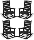 SERWALL Outdoor Rocking Chair Set of 4, Oversized HDPE Rocker, All Weather by SERWALL