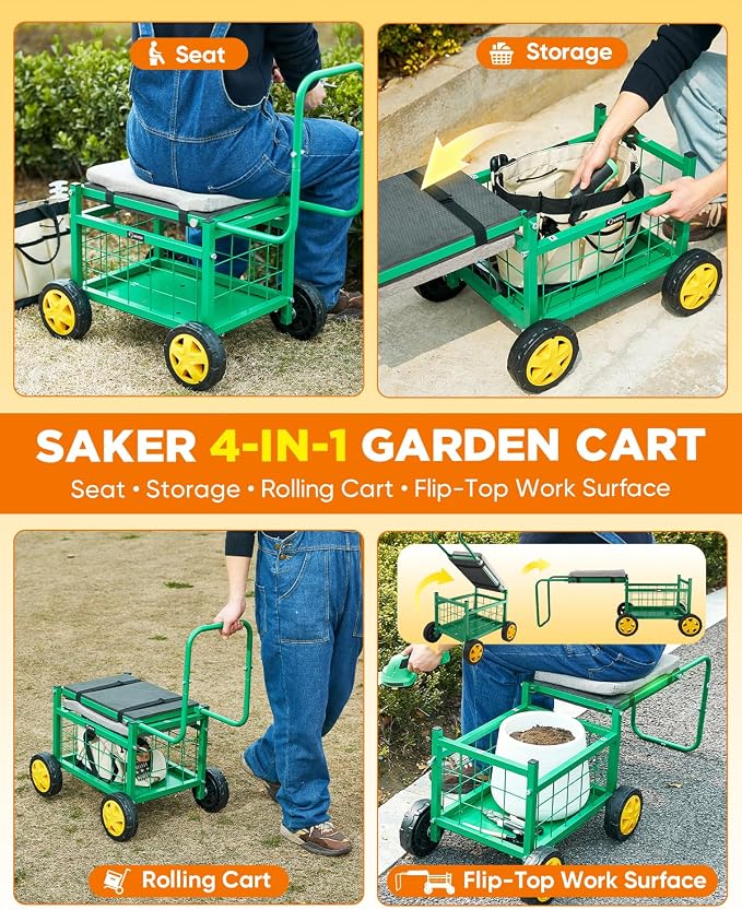 Saker Rolling Work Seat with Wheels - Image 3