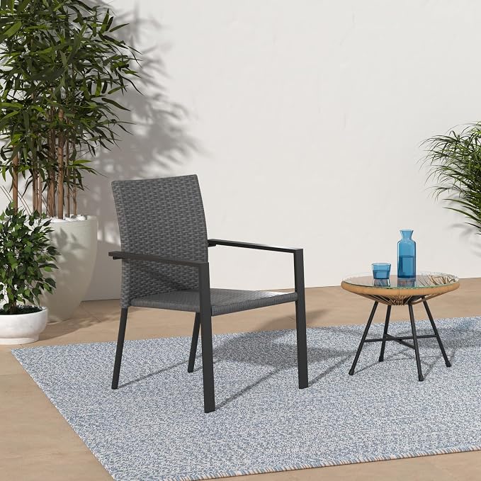 Best Choice Products Set of 2 Stackable Outdoor Wicker Dining Chairs - Image 2