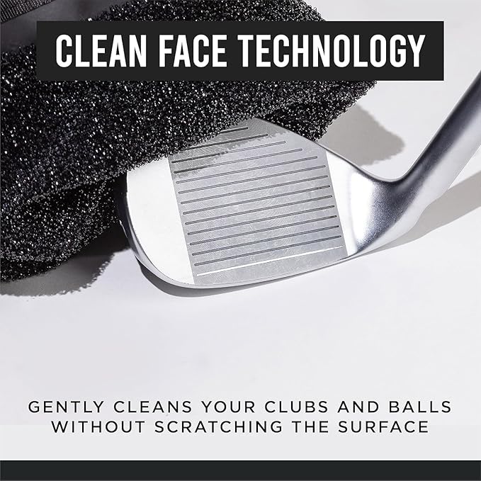 Club Scrub Mini, Golf Club and Golf Ball Cleaning Bag, Waterproof Clean Face Technology Liner, Detachable Clip, Machine Washable, Cleans Club Grooves, Dry Exterior (Gray)