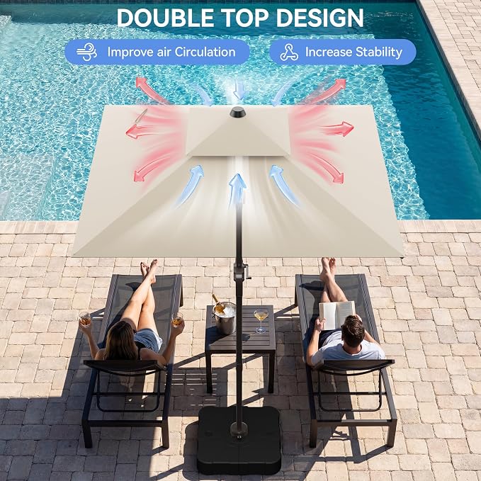 10x10FT Cantilever Outdoor Patio Umbrellas，Double Top Large Square Umbrella - Image 5