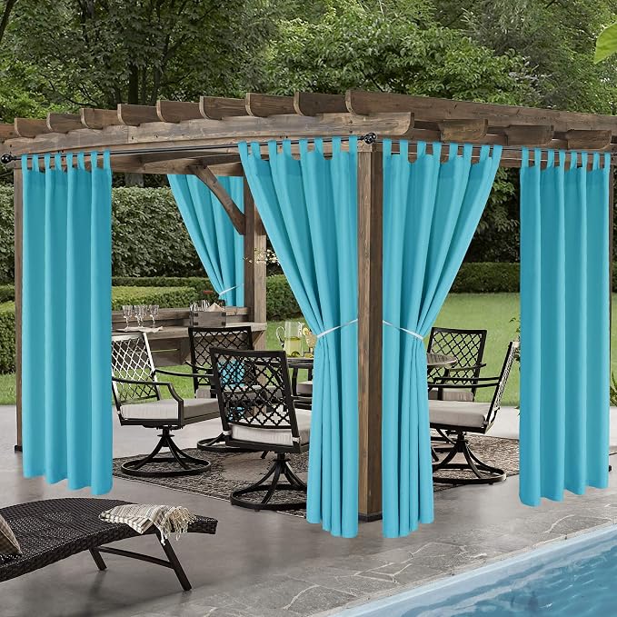 LORDTEX Indoor/Outdoor Curtains Waterproof Tab Top Patio Curtains | Sun - Image 4