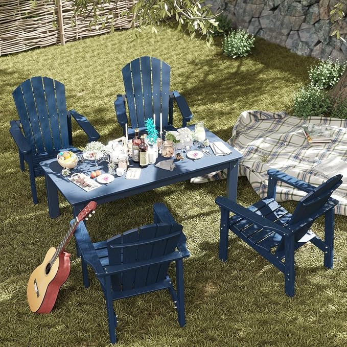 Stackable Set, 4 Chairs with 47in Table, All-Weather HDPE, HDPE All-Weather - Image 3
