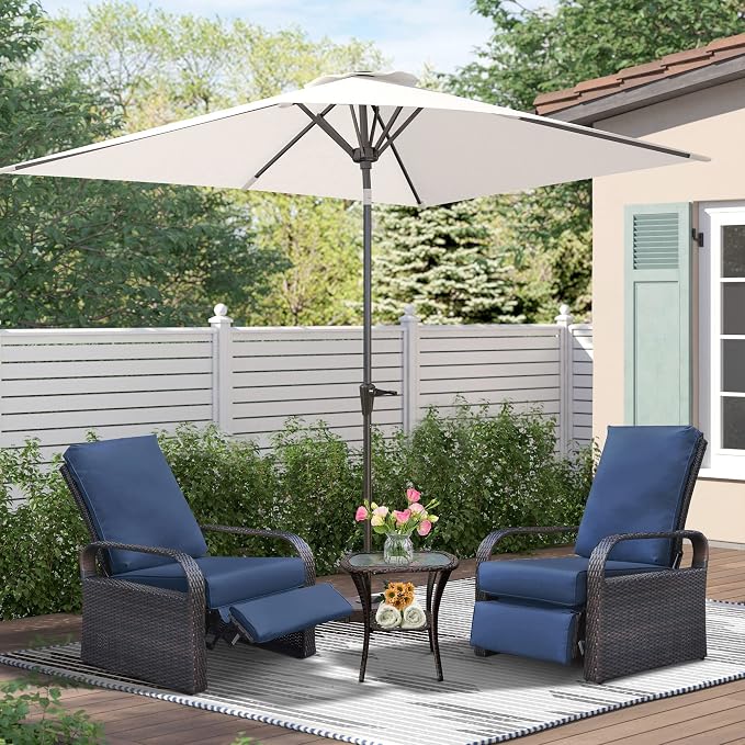 Outdoor Recliner, Aluminum Frame Patio Chaise Lounge Chairs by ATRARTTOREAL