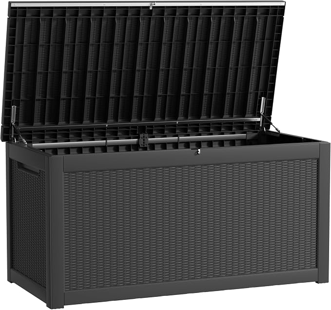 260 Gallon Waterproof Outdoor Storage Box, UV Resistant Resin Deck Box by KFY