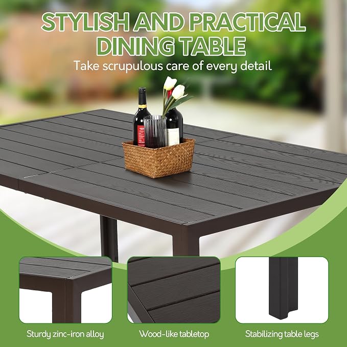 7 Piece Patio Dining Set for 6 | 6 Stackable Textilene Chairs and 1 Dining - Image 5