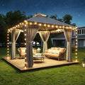 Aoxun 10x10FT Outdoor Gazebo w/Light, Dark Gray | UPF50+ Protection 50×50mm by Aoxun