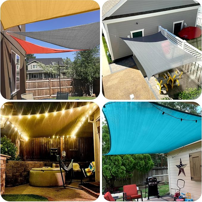 Sun Shade Sail 12'x14'x18.4' Sand Triangle Shade Cover Custom Size | 95% UV - Image 7