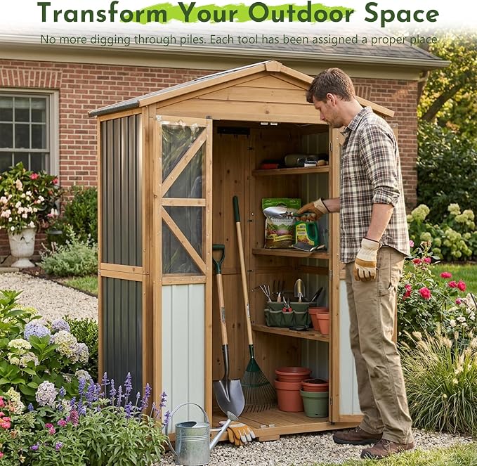 Outdoor Wooden Storage Shed Cabinet - Image 2