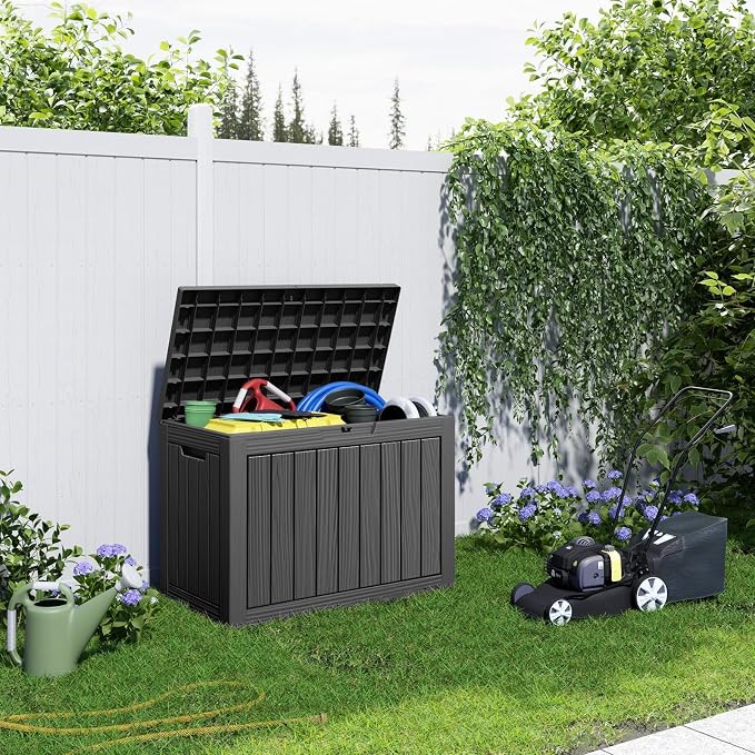 46 Gallon Waterproof Resin Outdoor Storage Box, Weatherproof Outdoor Bin - Image 2