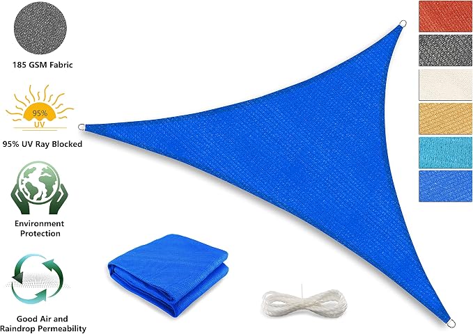 Tronssien Triangle 16'x16'x16' Sun Shade Sail, 95% UV Blockage Canopy Awning - Image 3