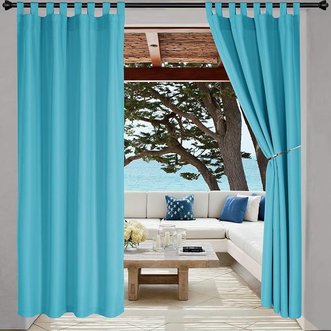 LORDTEX Indoor/Outdoor Curtains Waterproof Tab Top Patio Curtains | Sun by LORDTEX