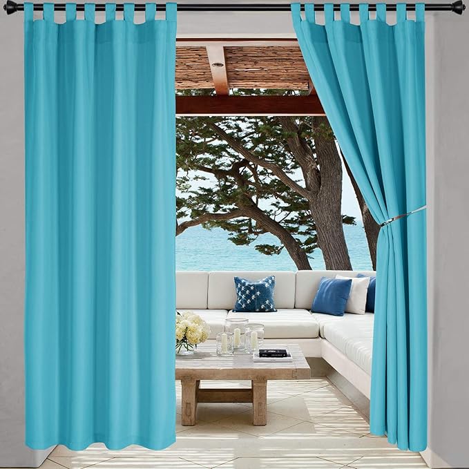 LORDTEX Indoor/Outdoor Curtains Waterproof Tab Top Patio Curtains | Sun by LORDTEX