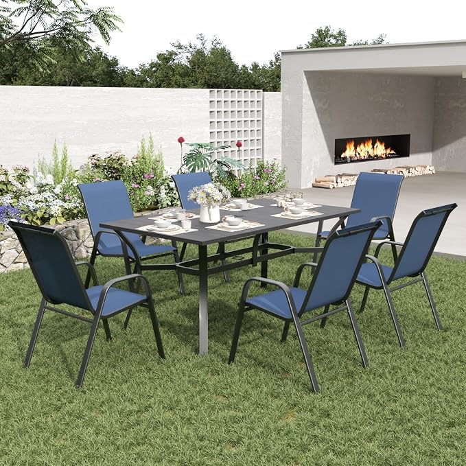 Patio Dining Chairs Set of 6 Outdoor Stackable Dining Chairs - Image 9