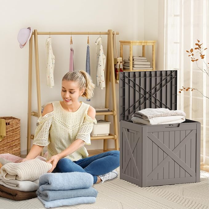 ROJIK 32 Gallon Outdoor Storage Housing Deck Box, Waterproof Patio Furniture - Image 5