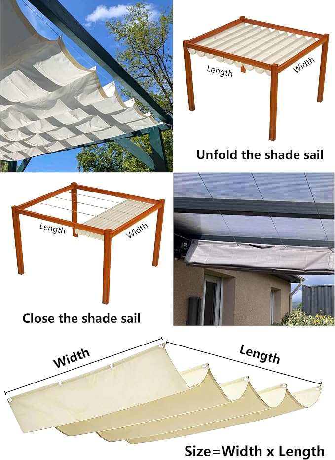 Retractable Wave Sun Shade Sail Waterproof 6' x 21' Sun Shade - Image 5