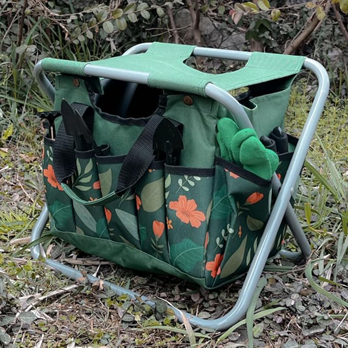 Folding Gardening Stool with Detachable Storage Tote Bag, Portable Garden Chair - Image 9