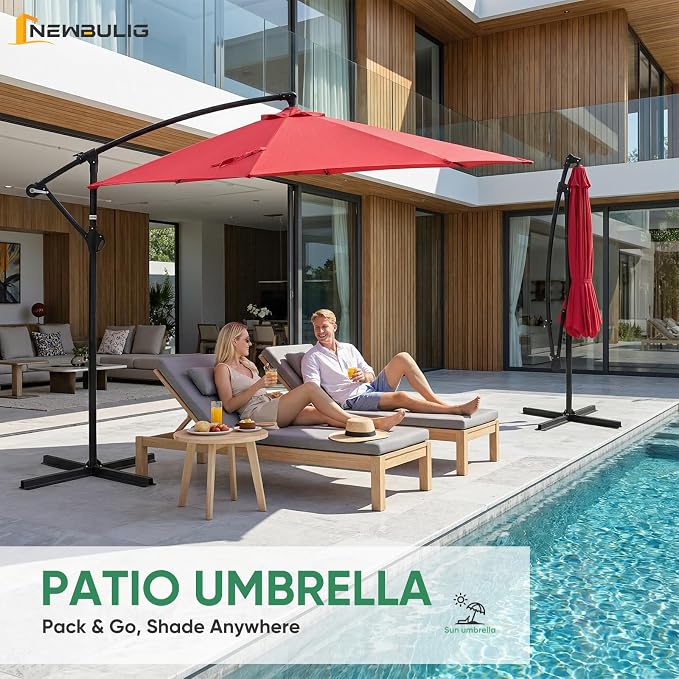 NEWBULIG 10FT Patio Umbrella, Cantilever Umbrella, UV Protection | Outdoor - Image 10