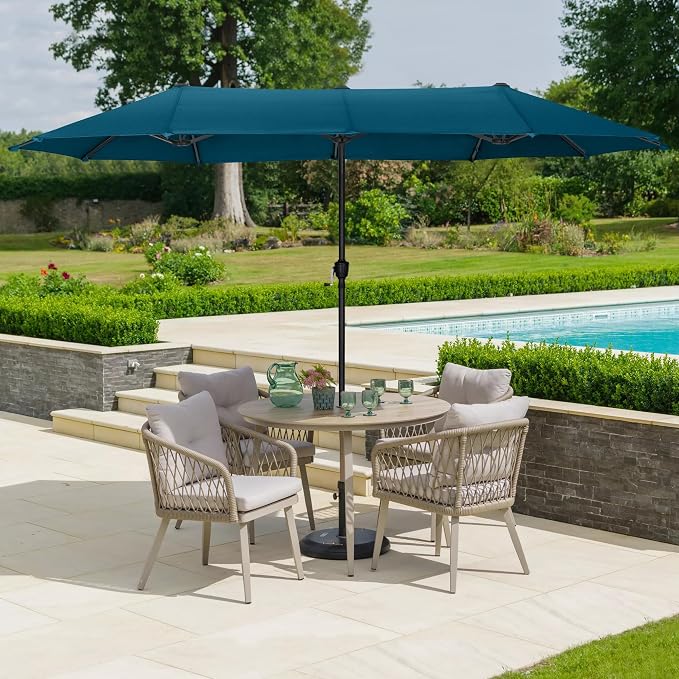 13 ft Large Double-Sided Patio Umbrella, Outdoor Umbrella, Cerulean | HERA'S - Image 7