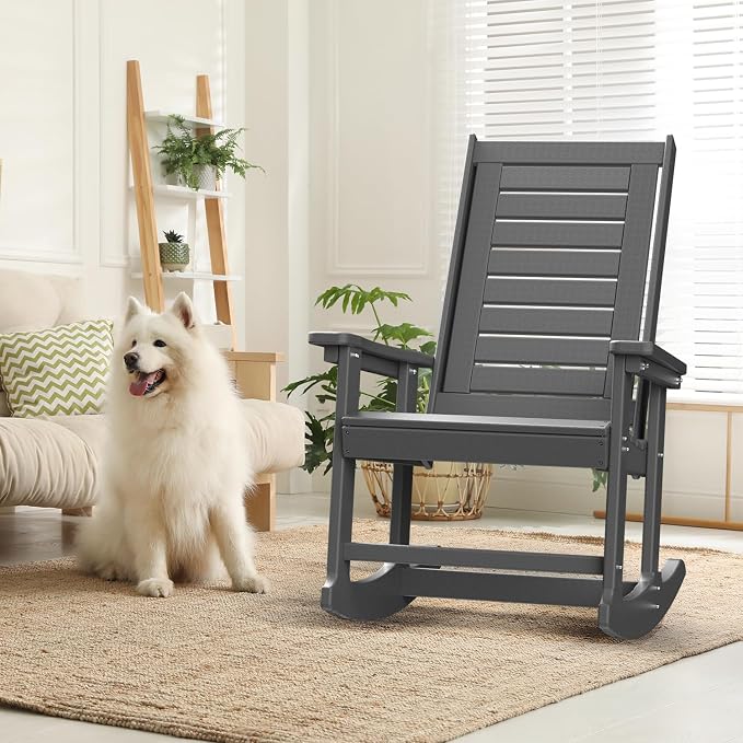 GREENVINES Oversized Outdoor Rocking Chair, HDPE Rocker - Image 9