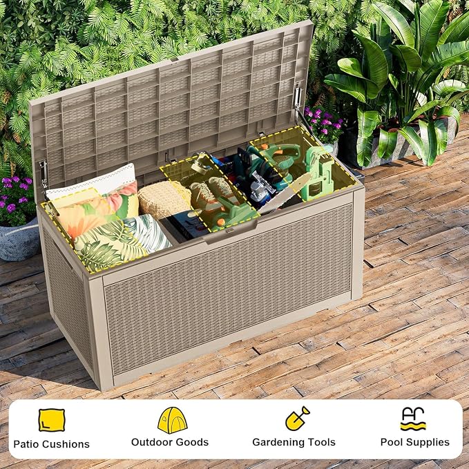60 Gallon Waterproof Resin Deck Box, UV Resistant Outdoor Storage - Image 4