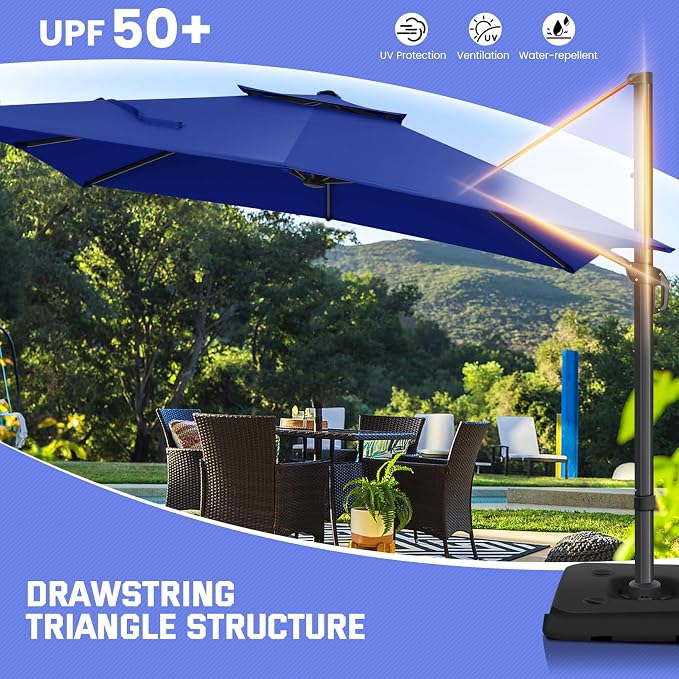 Hoteel Outdoor Patio Umbrella - 10ft Cantilever Umbrella - Image 5