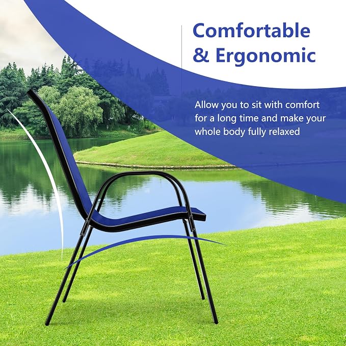 Tangkula Patio Dining Chairs Set of 2, Outdoor Stackable All Weather Heavy Duty - Image 6