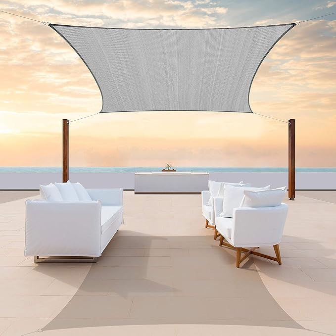 Colourtree TAPR0810 Custom Size 19' x 19' Grey Sun Shade Sail UPF50 Canopy UV by ColourTree