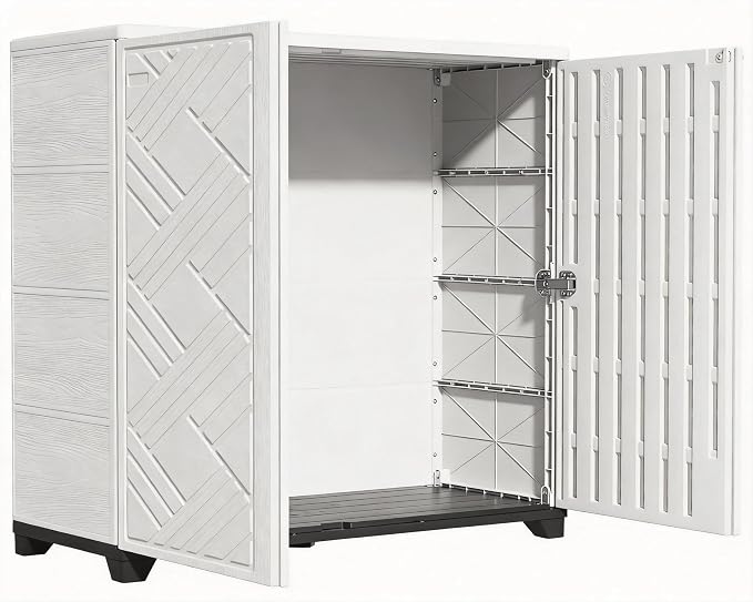KINYING Outdoor Storage Cabinet Waterproof, 60 Gallon Resin Outdoor Storage Shed by KINYING