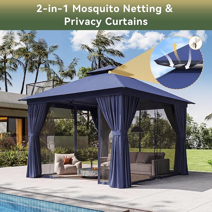 10'x10' Gazebo, Metal Frame Canopy - Image 3