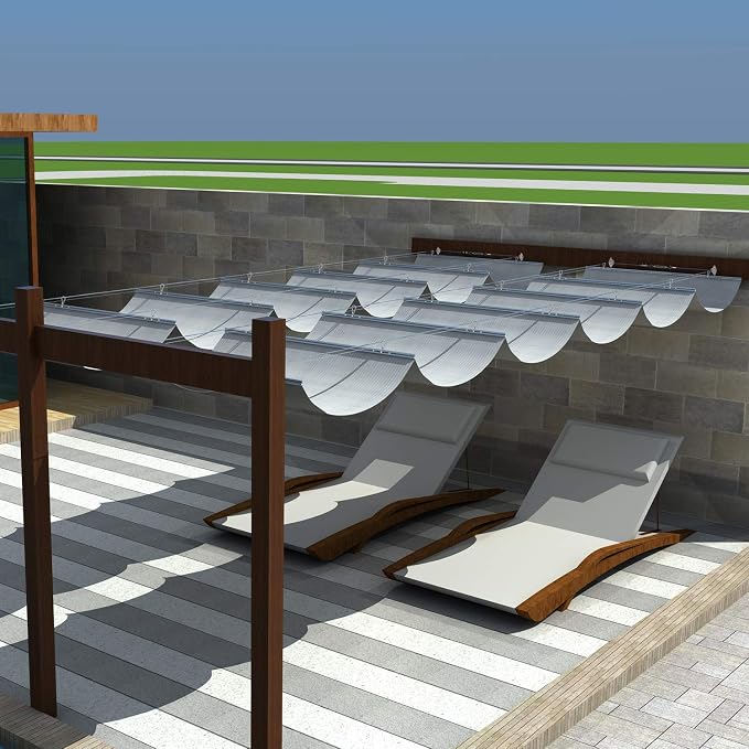 Windscreen4less 3' x 21' Retractable Sun Shade Canopy Cover Sliding Wave Shade - Image 7