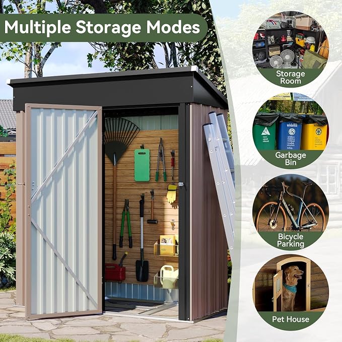 Aoxun 5x3 ft Outdoor Storage Shed - Image 8