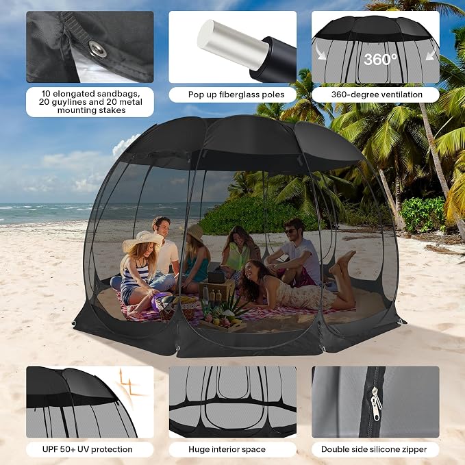 Alvantor Pop Up Screen House Tent, Instant Outdoor Gazebo - Image 5
