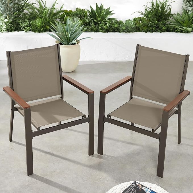 Best Choice Products Set of 2 Stackable Outdoor Textilene Chairs, All-Weather by Unknown