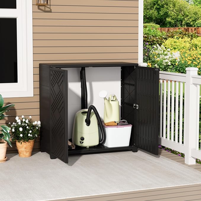 Mrosaa Storage Box Outdoor Caninet, Resin Indoor Storage Box Waterproof Outdoor - Image 9