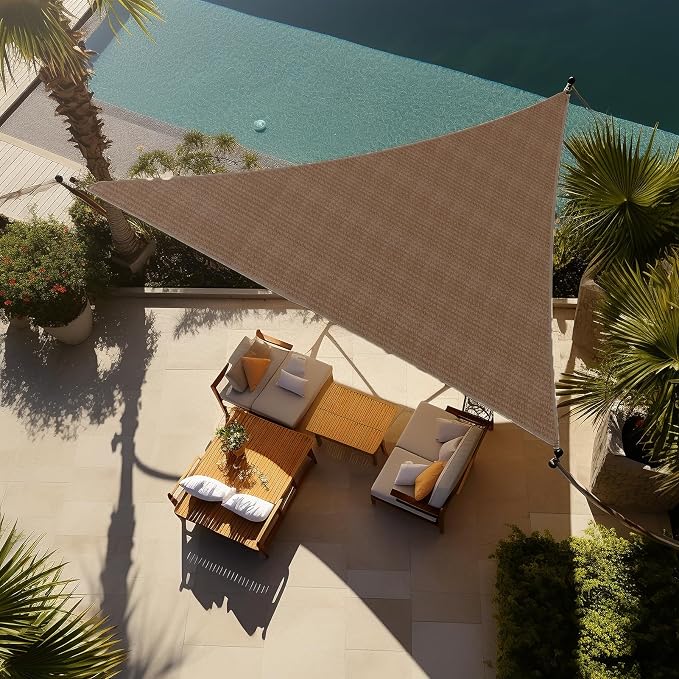 Shade&Beyond Custom Sun Shade Sail 11'x12'x16.3' Triangle Sun Sail Shades Patio by ShadeBeyond