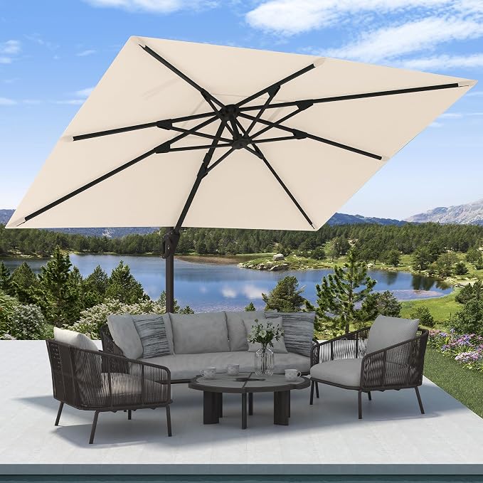 9' X 12' Cantilever Patio Umbrella Rectangular Outdoor Umbrellas | Heavy Duty - Image 3