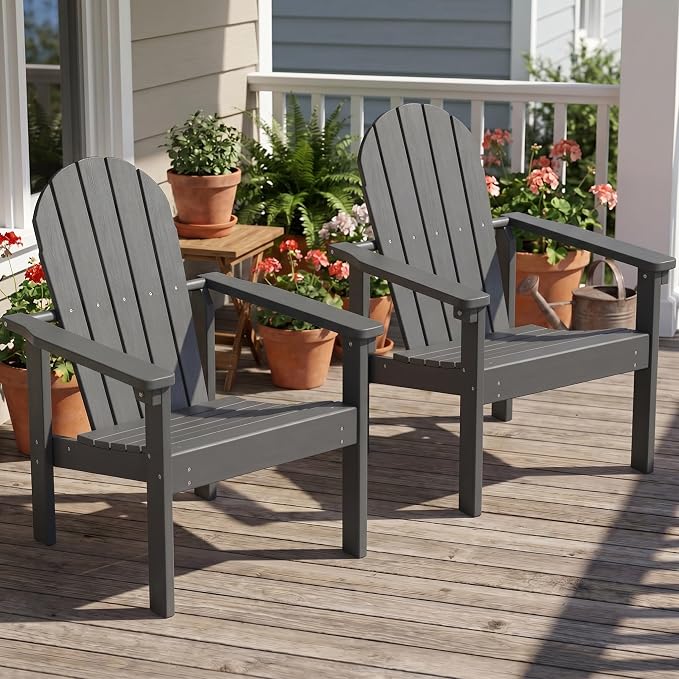 SERWALL HDPE Stackable Adirondack Chairs Set of 2, Space-Saving - Image 2