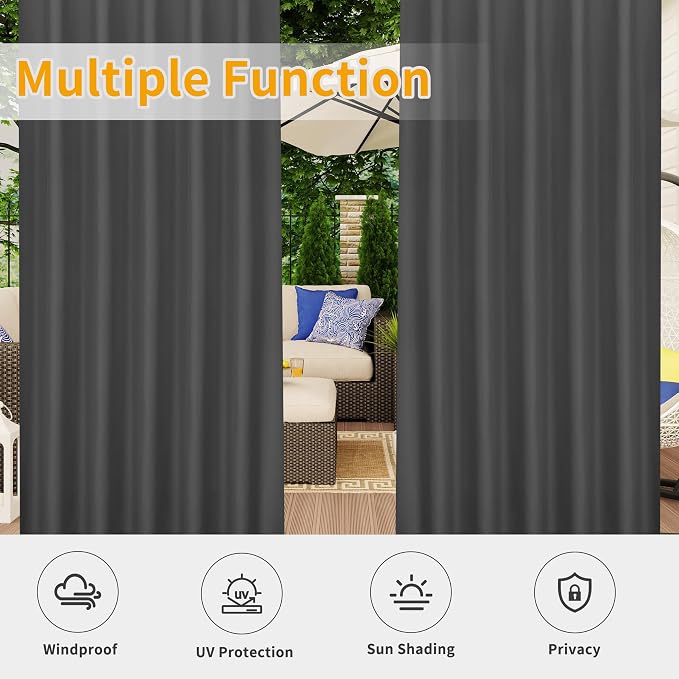 Easy-Going Outdoor Patio Curtains 2 Panels, 54x108 inch, Porch and Pergola - Image 5