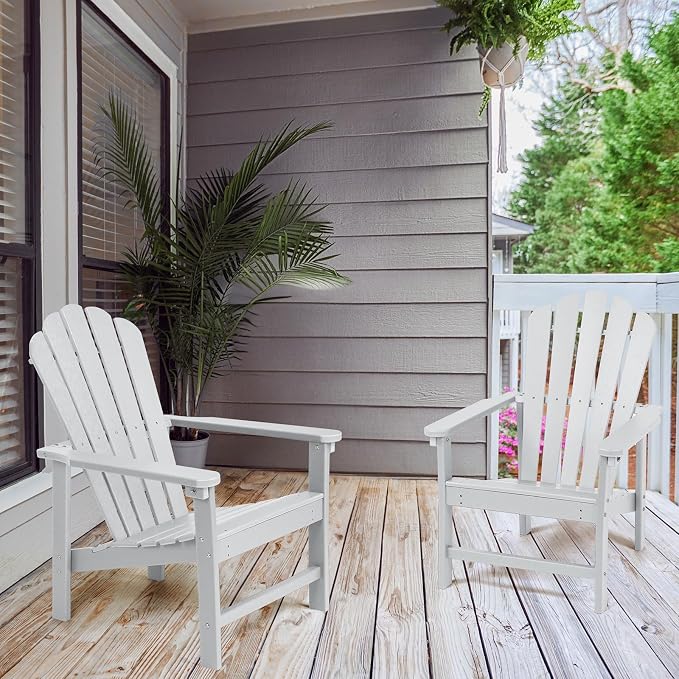 Oversized Stackable Adirondack Chair Set of 2, HDPE Fire Pit Chair | All-Weather - Image 2