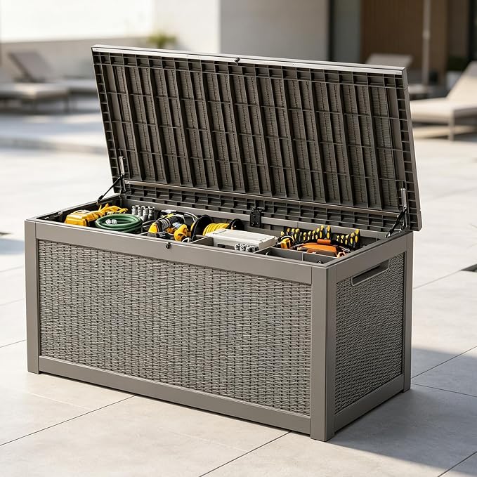 Outdoor Deck Storage Box, Resin Deck Boxes Indoor and outdoor, Waterproof by NBYSGO