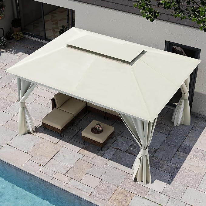 10'x12' Outdoor Gazebo, Metal Frame Heavy Duty Patio Canopy Tent Shelter - Image 7