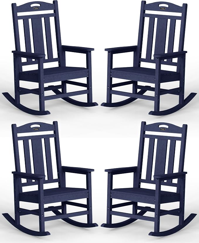 Oversized Outdoor Rocking Chairs Set of 4, 380lbs Heavy-Duty Large Patio Rocker by CIOKEA
