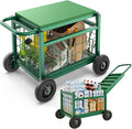 Extra Large Garden Cart with Seat, 3-in-1 Rolling Workseat with Wheels | by FlinterOfficial