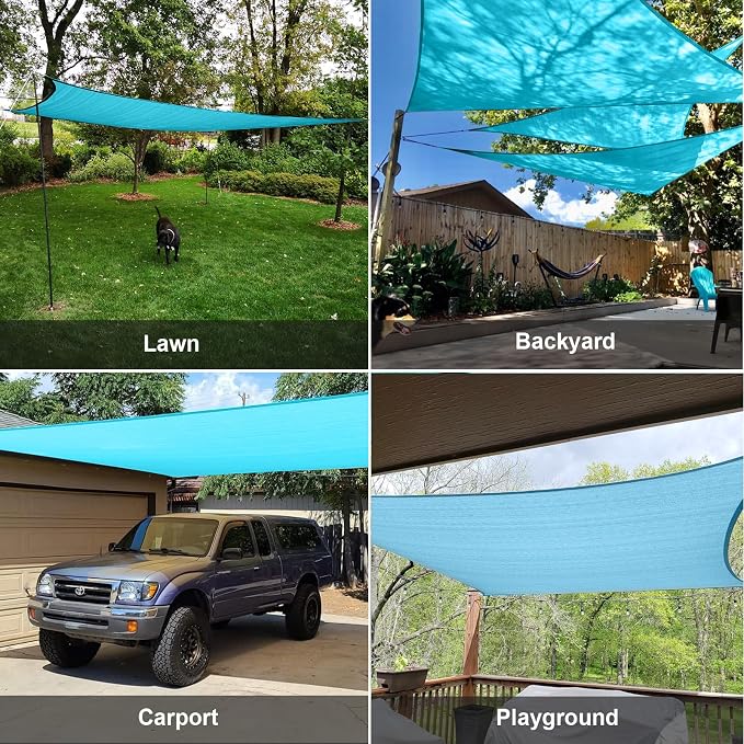 Sun Shade Sail 12' x 16' Turquoise Blue Rectangle Shade | Outdoor sun shade sail - Image 8