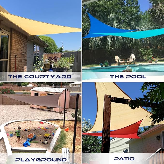 Windscreen4less 3' x 3' x 3' Sun Shade Sail Triangle Outdoor Canopy Cover UV - Image 2