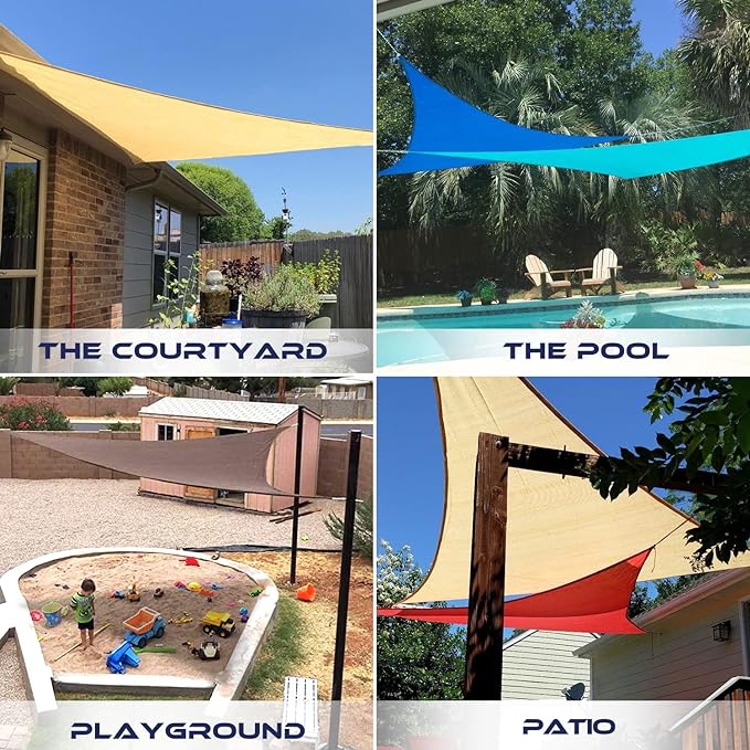 Windscreen4less 4' x 4' x 4' Sun Shade Sail Triangle Outdoor Canopy Cover UV - Image 2