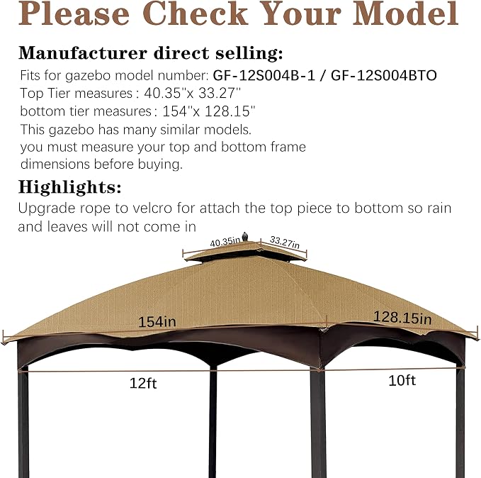 SCOCANOPY Beige Ripstop Replacement Top Compatible - Image 2